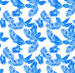蓝白热带植物叶无缝图案