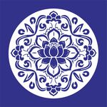 中式蓝白莲花圆形传统纹饰