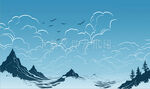 云海远山线描图