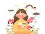 儿童小孩子心理健康治愈温馨插画