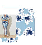 蓝白花卉图案时尚服饰