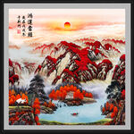 正方形山水画