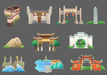福州风景古建筑插画