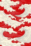 红色海浪纹图案设计