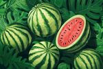 夏日西瓜与绿叶的清新组合