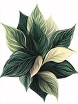 清新绿叶植物插画