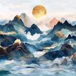 水墨山水间的壮丽日出