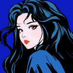 蓝发女子侧颜插画