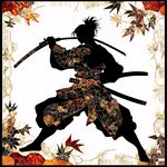 武士持双刀的华丽剪影