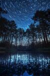 森林湖畔星轨梦幻夜景
