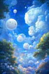 梦幻天空中的可爱云朵精灵