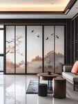 中式屏风客厅 雅致山水景