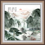 新中式迎客松背景墙