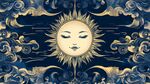 梦幻太阳与云纹神秘插画