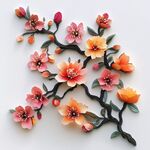 立体纸艺桃花装饰摆件