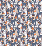 蓝橙动物图案布料纹理