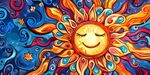 梦幻微笑太阳艺术插画