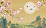 新中式花鸟山水背景墙