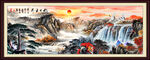 国画迎客松山水画