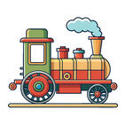 复古彩色蒸汽小火车