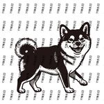 可爱柴犬黑白插画图案