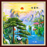 油画迎客松