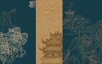 古风建筑与花卉图案设计