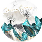 山水抽象艺术圆形装饰画