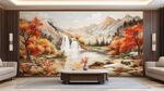 客厅中式山水壁画装饰
