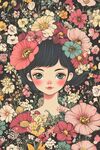 花中少女插画