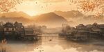 黄昏水乡美景如画