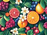 缤纷水果花卉插画图案