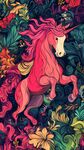 梦幻独角兽置身缤纷花草间
