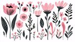 粉色花卉植物插画元素