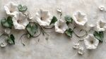 白色牵牛花装饰墙面特写