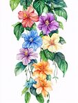 缤纷垂吊花卉水彩插画