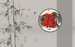 竹子新中式栅格福背景墙