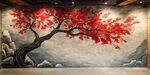 中式红枫墙绘 意境空间