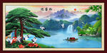 油画迎客松