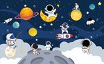 卡通太空背景墙图片