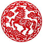 圆形马纹剪纸艺术图案