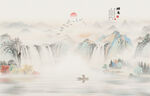国画水墨山水风景画