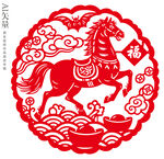 圆形马年窗花