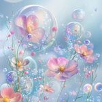 梦幻花朵与泡泡的唯美画面