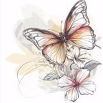 蝴蝶与花卉的梦幻插画
