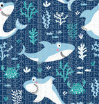 海洋鲨鱼卡通图案背景