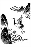 仙鹤翔于山水间