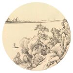 新中式水墨山水圆形装饰画