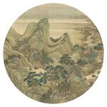 新中式水墨山水圆形装饰画