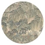 新中式水墨山水圆形装饰画